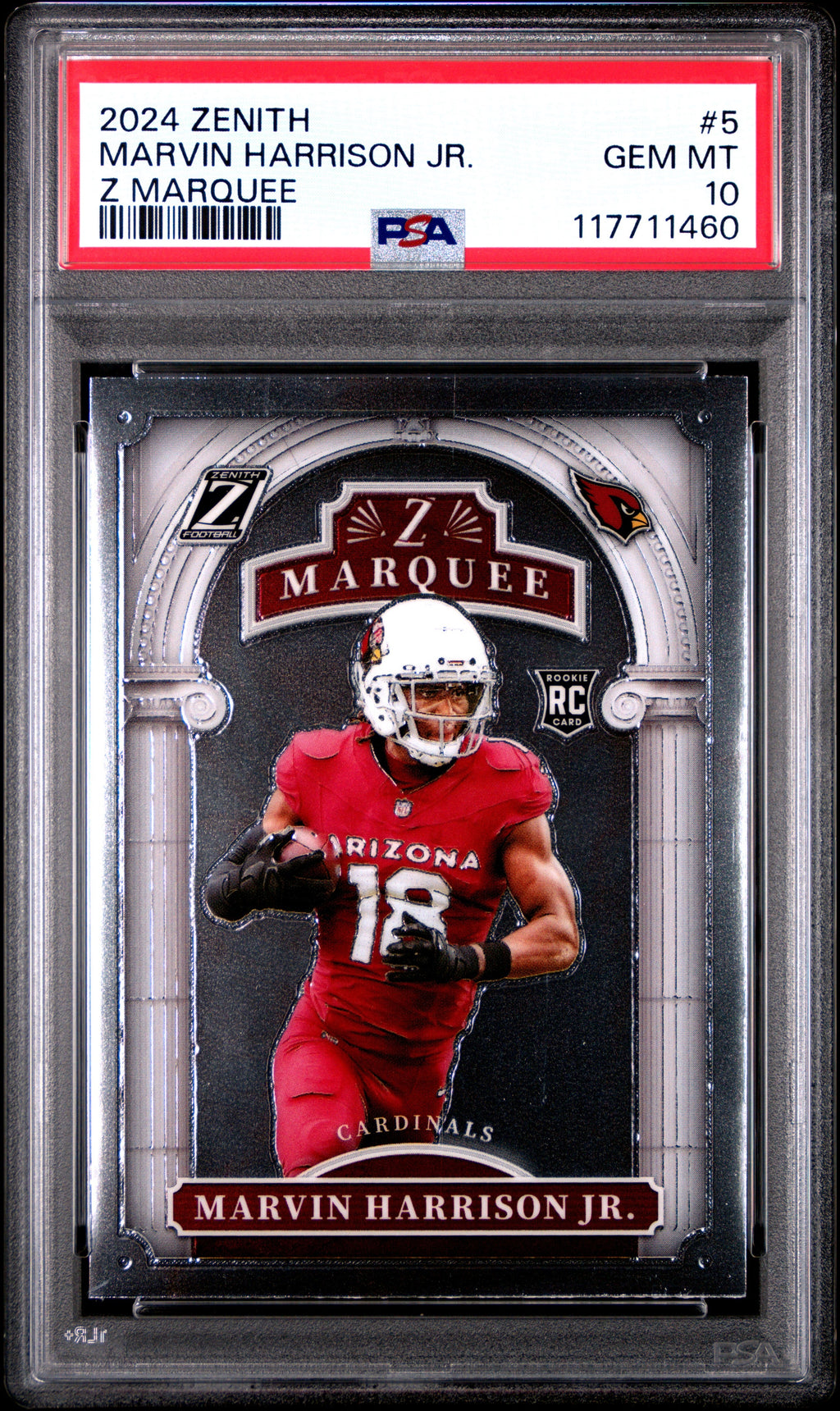 Graded 2024 Panini Zenith Marvin Harrison Jr #5 Z Marquee Rookie RC Football Card PSA 10 Gem Mint
