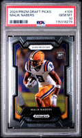 Graded 2024 Panini Prizm Draft Picks Malik Nabers #109 Rookie RC Football Card PSA 10 Gem Mint