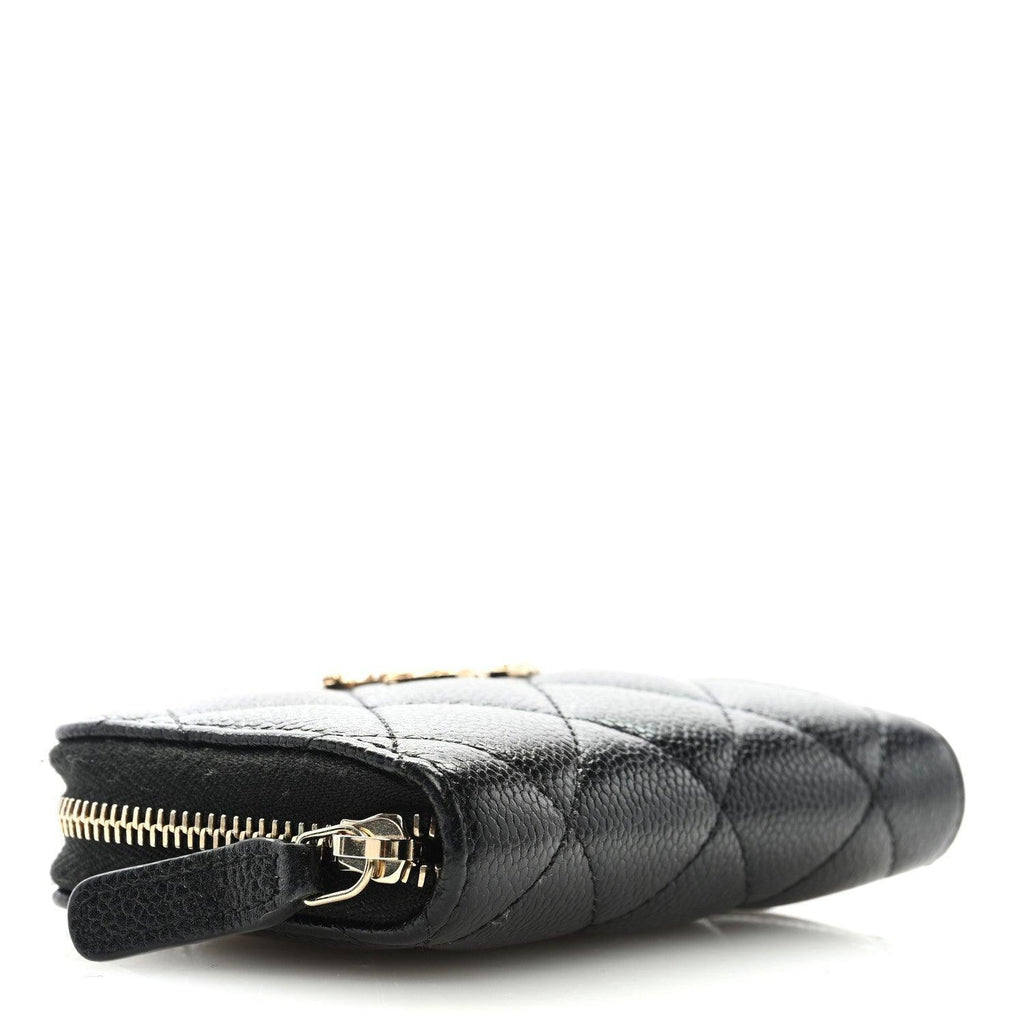Chanel  Caviar Quilted Multi Chain CC Zip Coin Purse Black