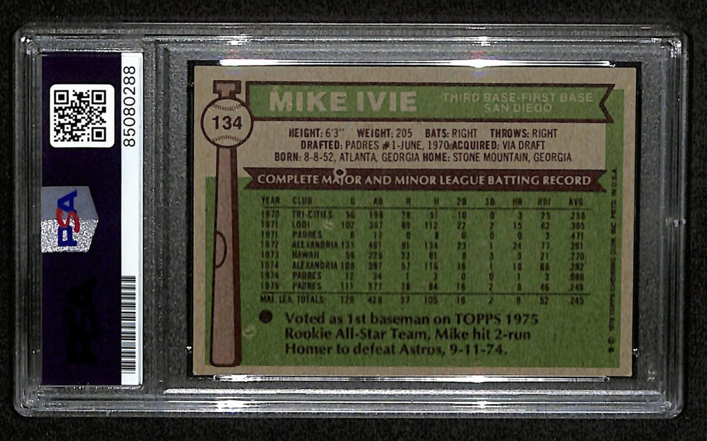 Mike Ivie Signed 1976 Topps Card #134 San Diego Padres PSA/DNA 184436