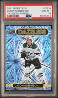 Graded 2021 Upper Deck Jason Robertson #DZ16 Dazzlers Purple Hockey Card PSA 10 Gem Mint