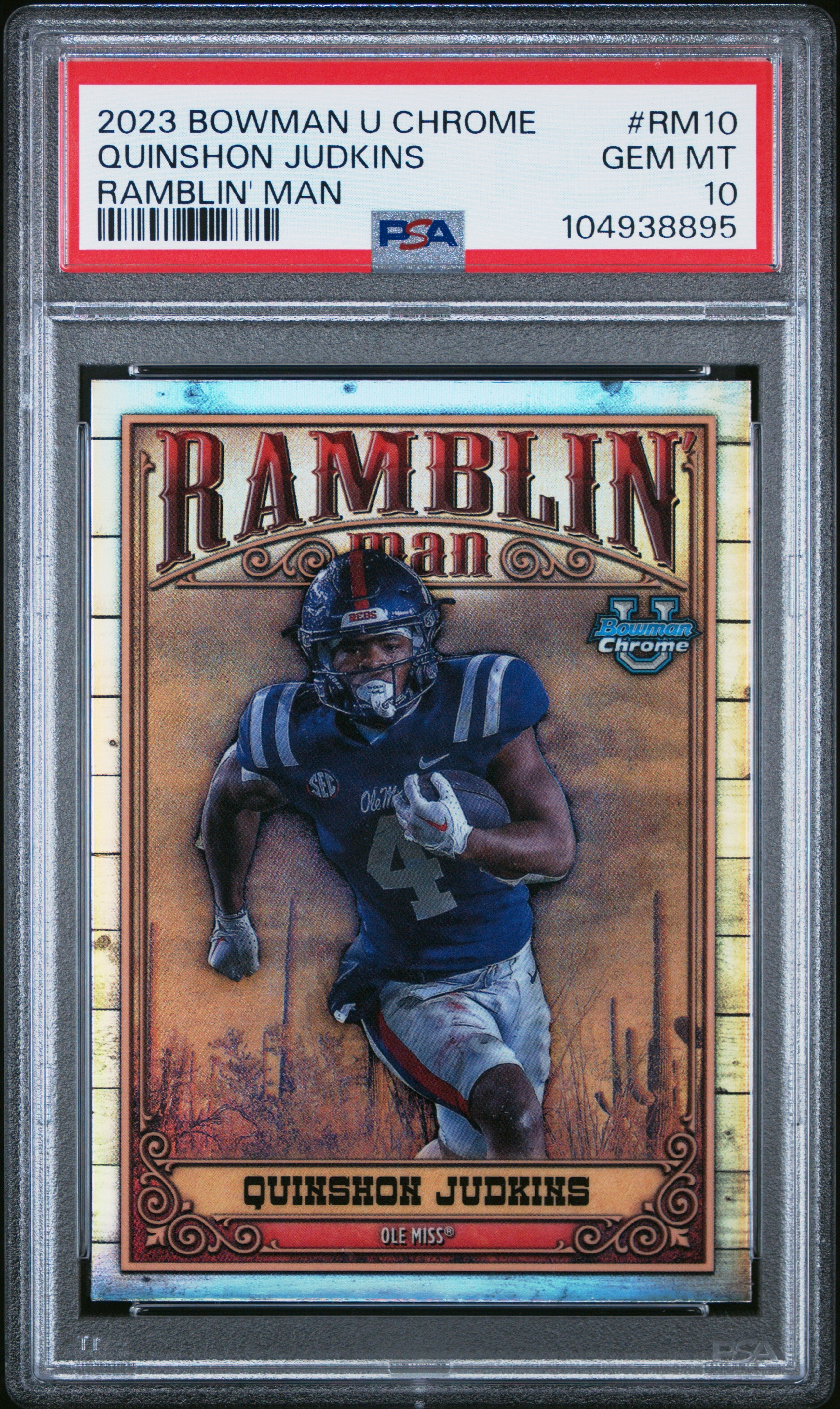 Graded 2023 Topps Bowman U Chrome Quinshon Judkins #RM10 Ramblin Man Rookie RC Football Card PSA 10 Gem Mint