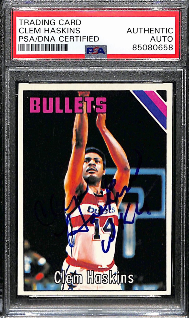 Clem Haskins Autographed 1975-76 Topps Card #173 Bullets PSA/DNA 184837