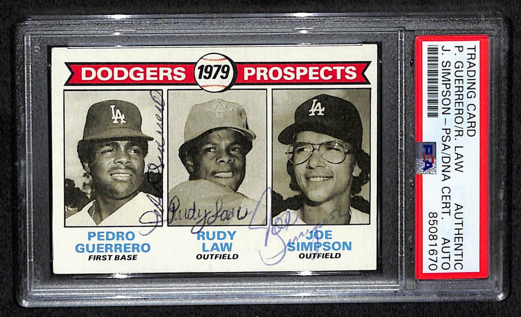 Guerrero/Law/Simpson Signed 1979 Topps Card #719 Dodgers PSA/DNA 184543