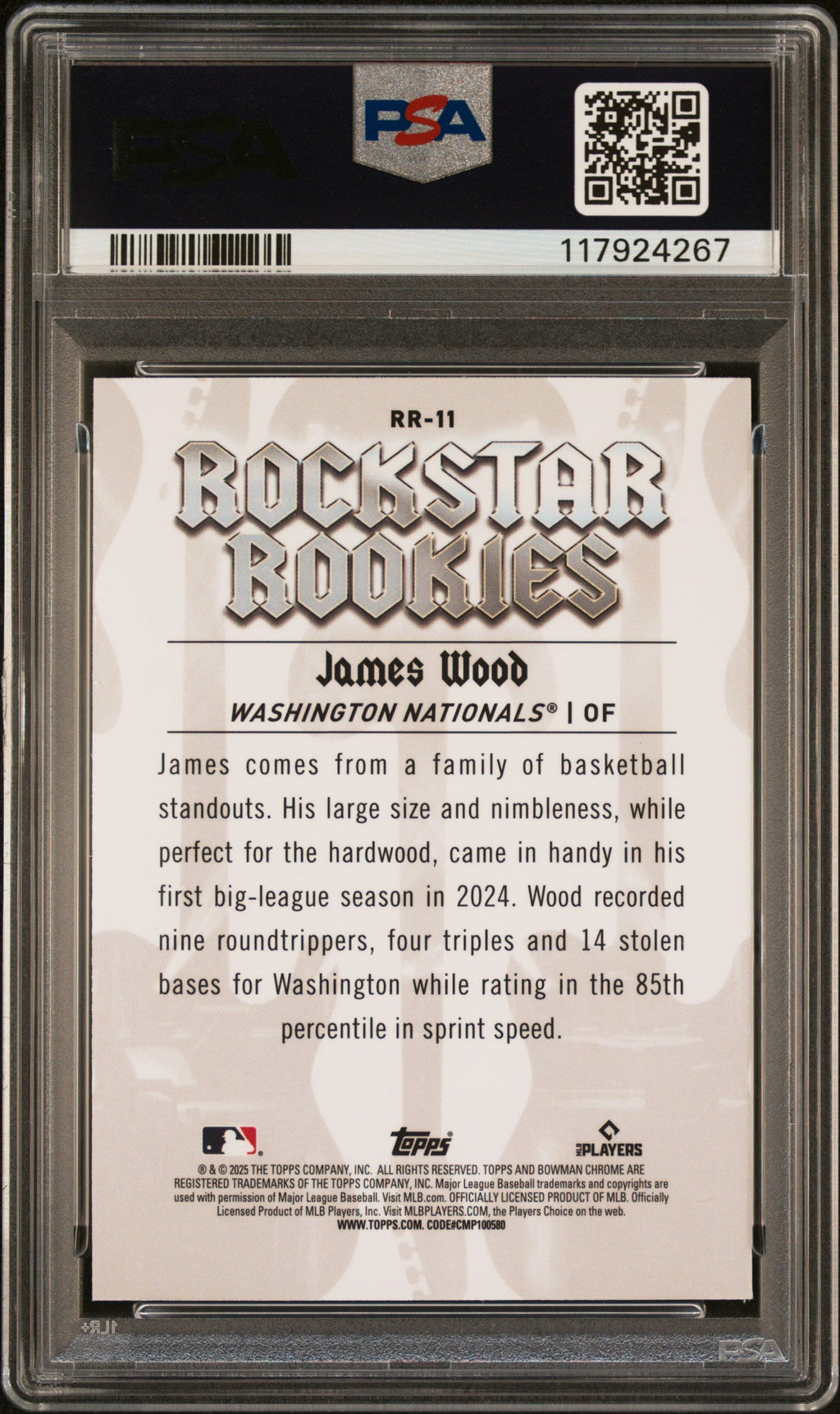 Graded 2025 Topps Bowman James Wood #RR11 Rockstar Rookies Rookie RC Baseball Card PSA 10 Gem Mint