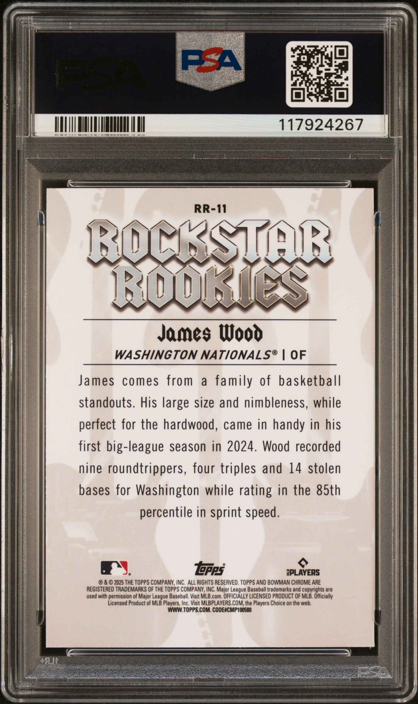 Graded 2025 Topps Bowman James Wood #RR11 Rockstar Rookies Rookie RC Baseball Card PSA 10 Gem Mint
