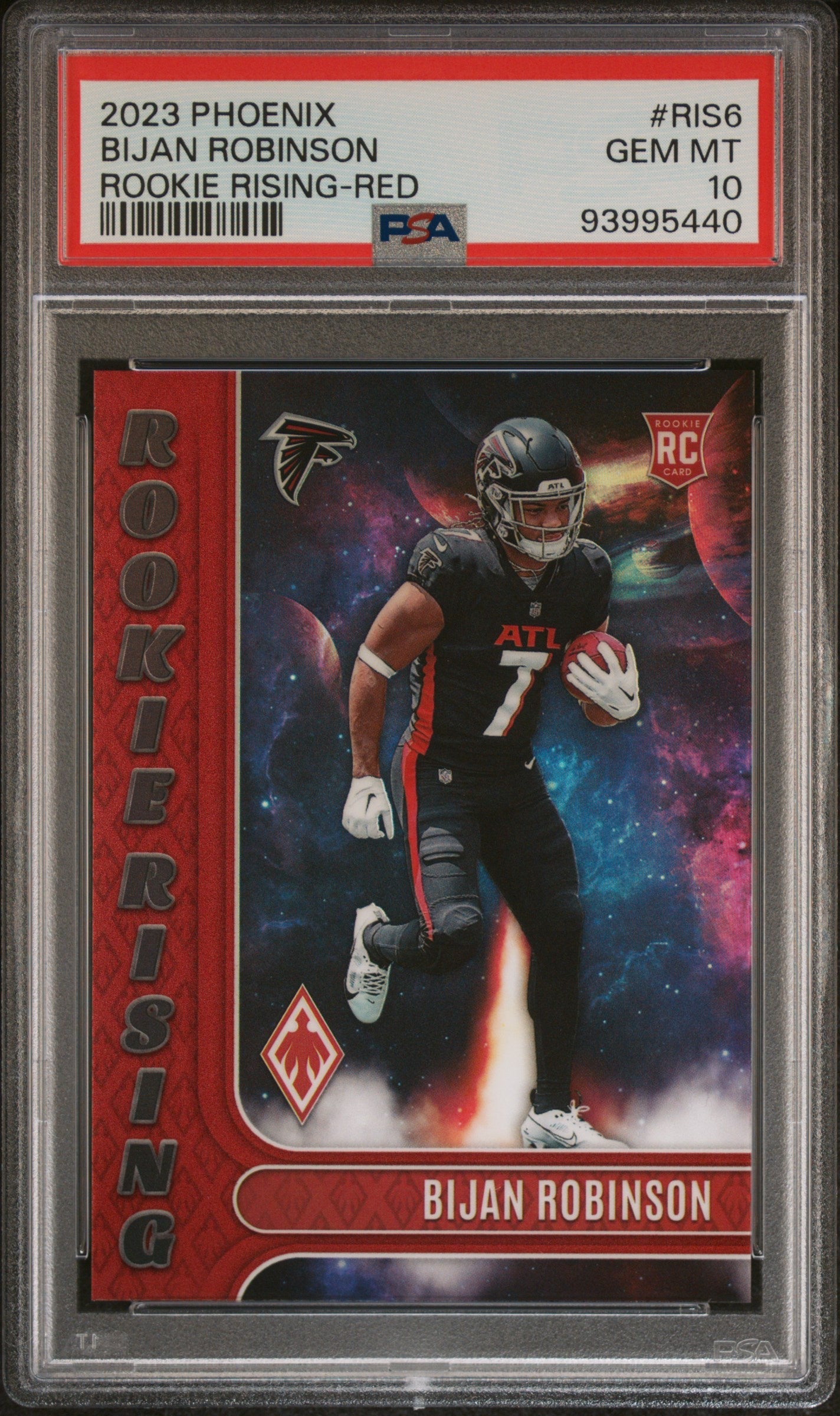 Graded 2023 Panini Phoenix Bijan Robinson #RIS6 Rookie Rising Red /199 Rookie RC Football Card PSA 10 Gem Mint
