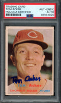 Tom Acker Signed 1957 Topps Card #219 Cincinnati Redlegs PSA/DNA 184189