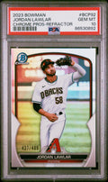 Graded 2023 Topps Bowman Jordan Lawler #BCP92 Chrome Prospects Refractor /499 Rookie RC Baseball Card PSA 10 Gem Mint