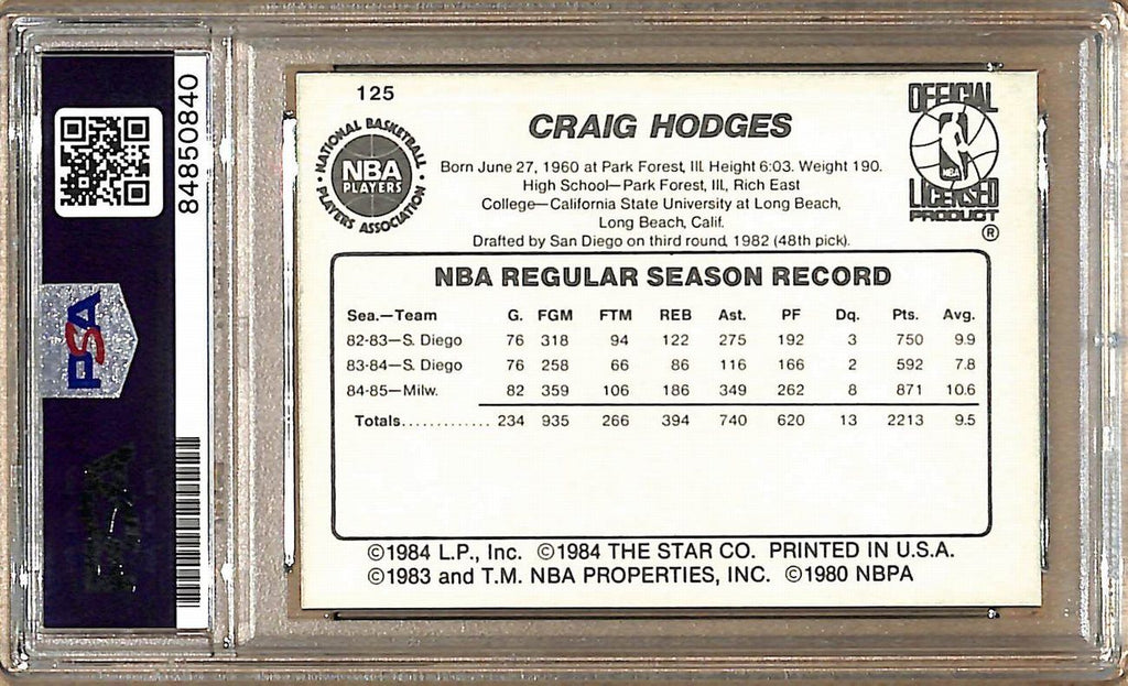 1985-86 Star Company #125 Craig Hodges Bucks Signed/Auto Card PSA/DNA 178994