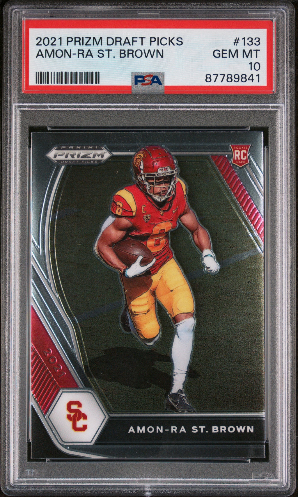 Graded 2021 Panini Prizm Draft Picks Amon-Ra St. Brown #133 Rookie RC Football Card PSA 10 Gem Mint