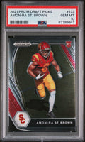 Graded 2021 Panini Prizm Draft Picks Amon-Ra St. Brown #133 Rookie RC Football Card PSA 10 Gem Mint
