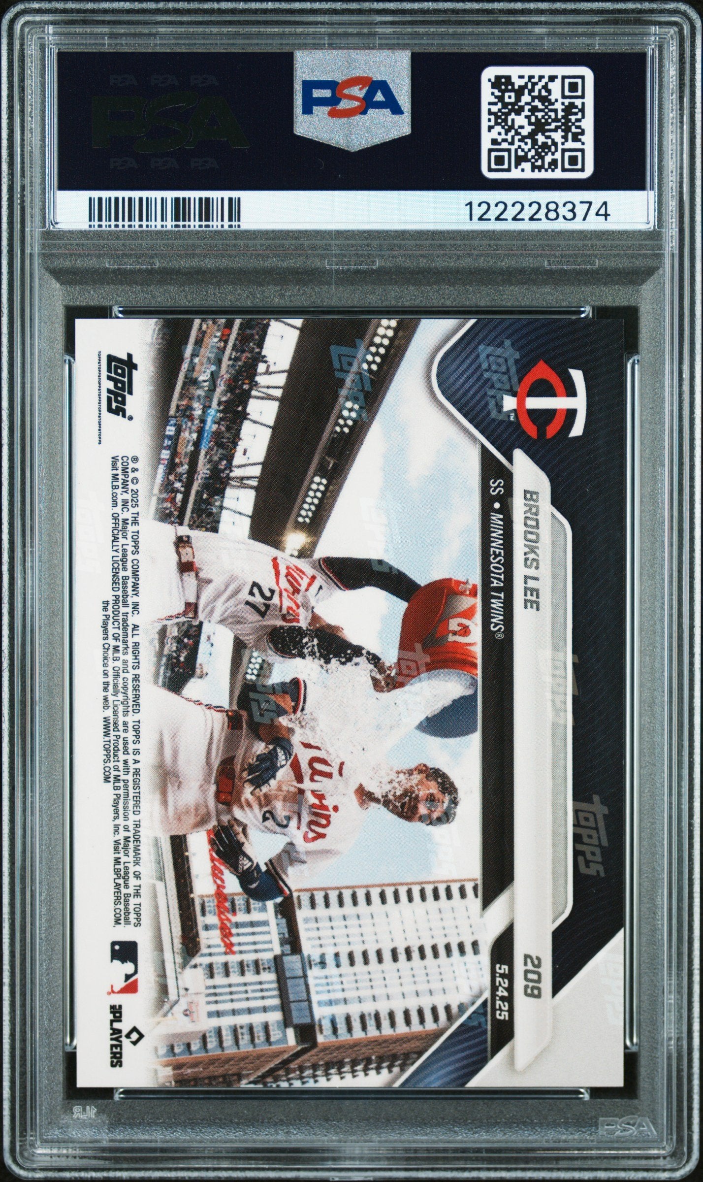 Graded 2025 Topps Now Brooks Lee #209 Orange Foil /25 Rookie RC Baseball Card PSA 9 Mint