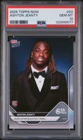 Graded 2025 Topps Now Ashton Jeanty #D2 Record Setting RB Selected 6th Overall Rookie RC Football Card PSA 10 Gem Mint