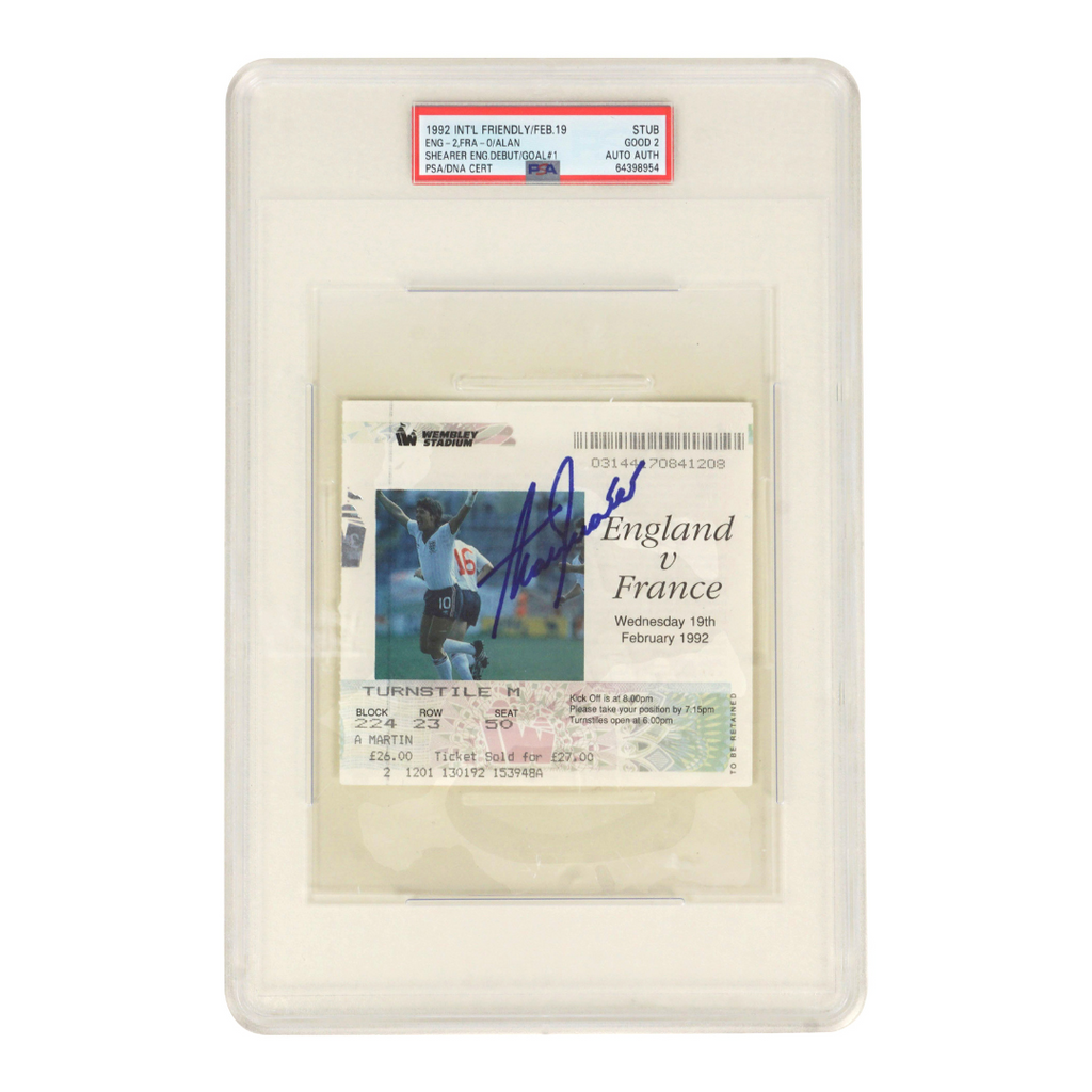 Alan Shearer Signed 1992 England Pro Debut and First Goal Match Ticket – PSA 2