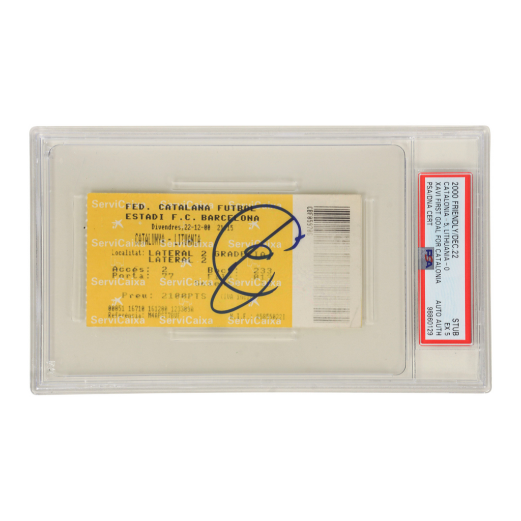 Xavi Signed 2000 First Goal for Catalonia Match Ticket – PSA 5
