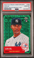 Graded 2022 Topps Platinum Anniversary Luis Gil #469 Green Wave Refractor /99 Rookie RC Baseball Card PSA 10 Gem Mint