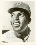 Jackie Robinson Signed & Inscribed Baseball Print Size 8" x 10" with JSA COA