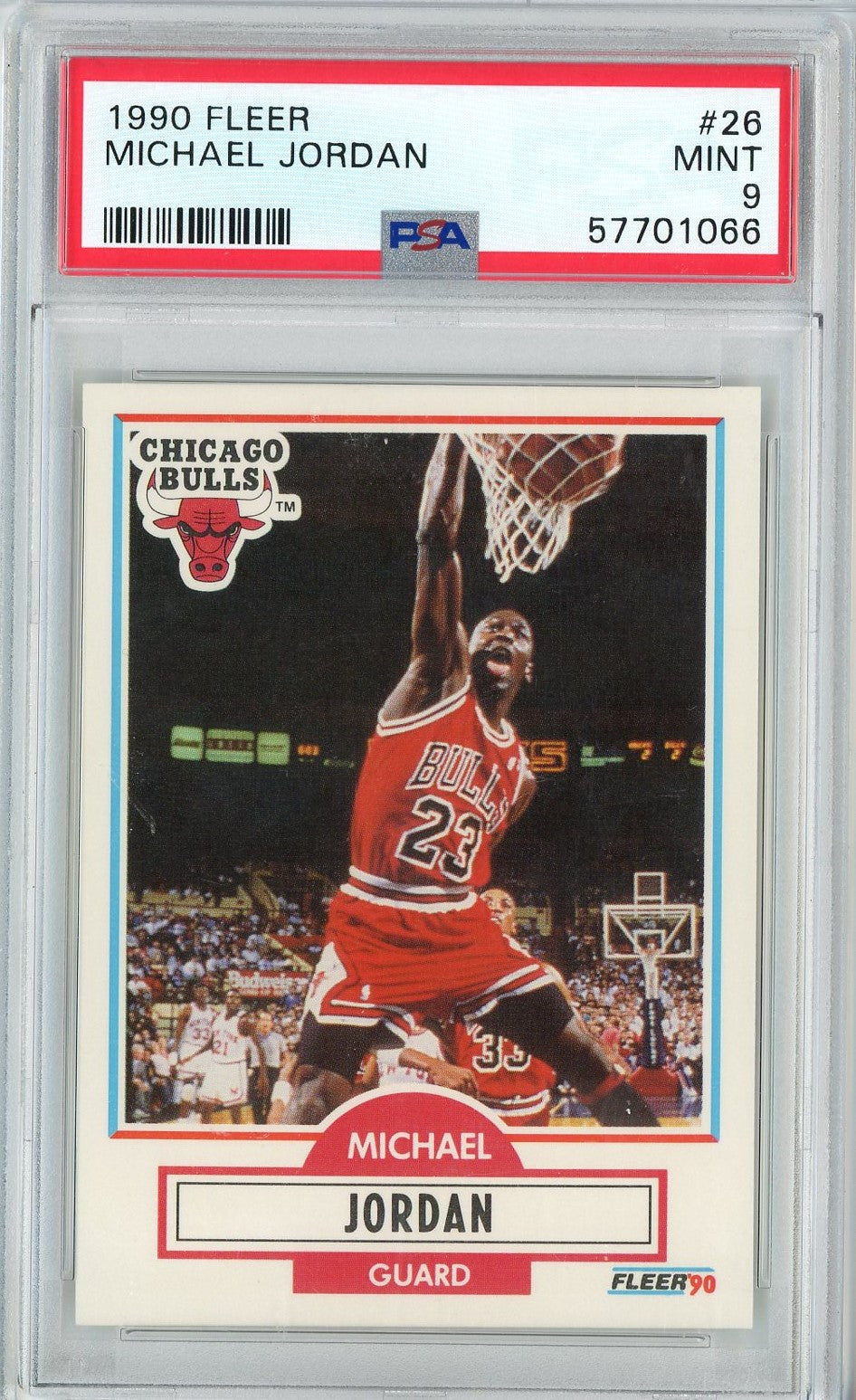 Graded 1990 Fleer Michael Jordan #26 Basketball Card PSA 9 Mint