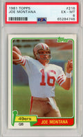 Graded 1981 Topps Joe Montana #216 Rookie RC Football Card PSA 6 EX-MT