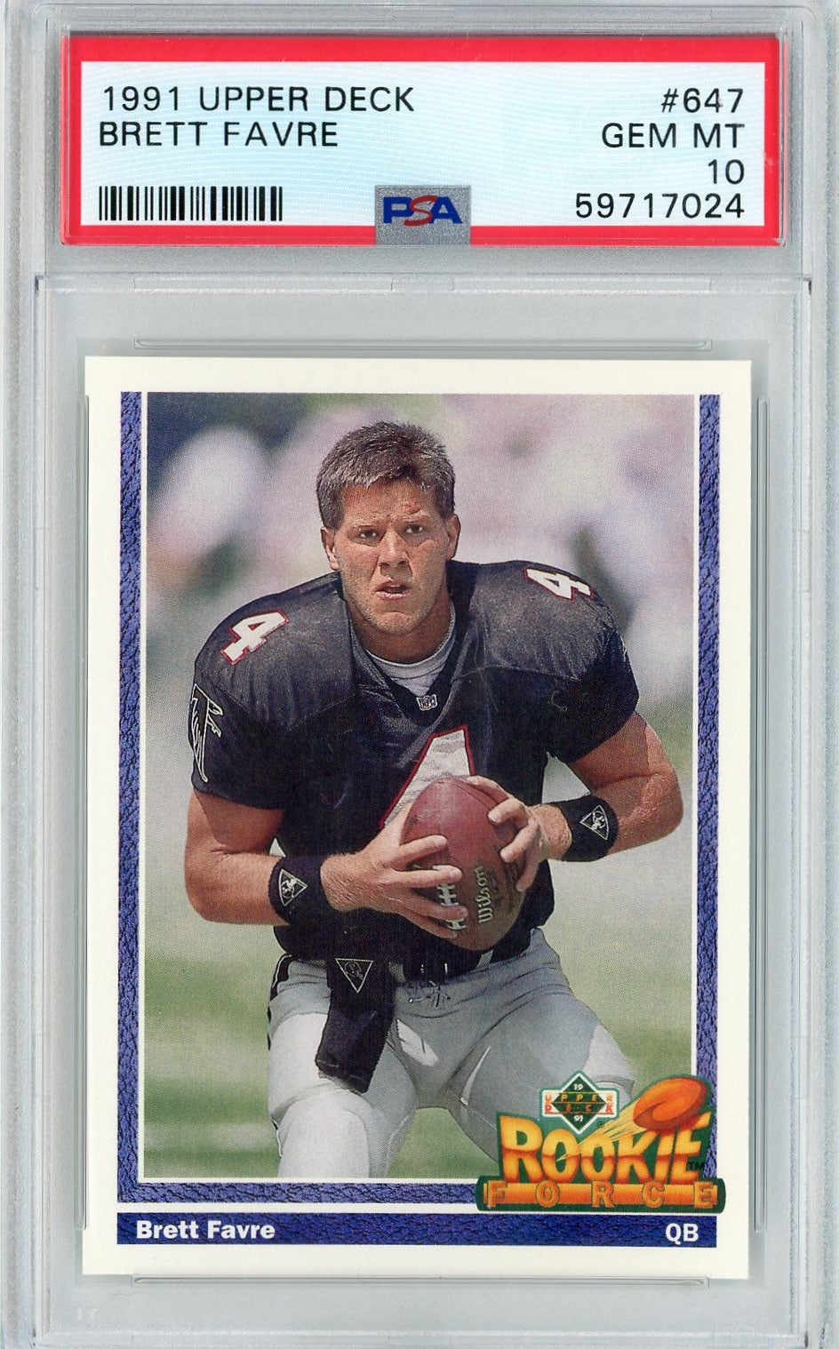 Graded 1991 Upper Deck Brett Favre #647 Rookie RC Football Card PSA 10 Gem Mint