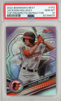 Graded 2022 Topps Bowmans Best Jackson Holliday #TP2 Top Prospects Refractor Rookie RC Baseball Card PSA 10 Gem Mint