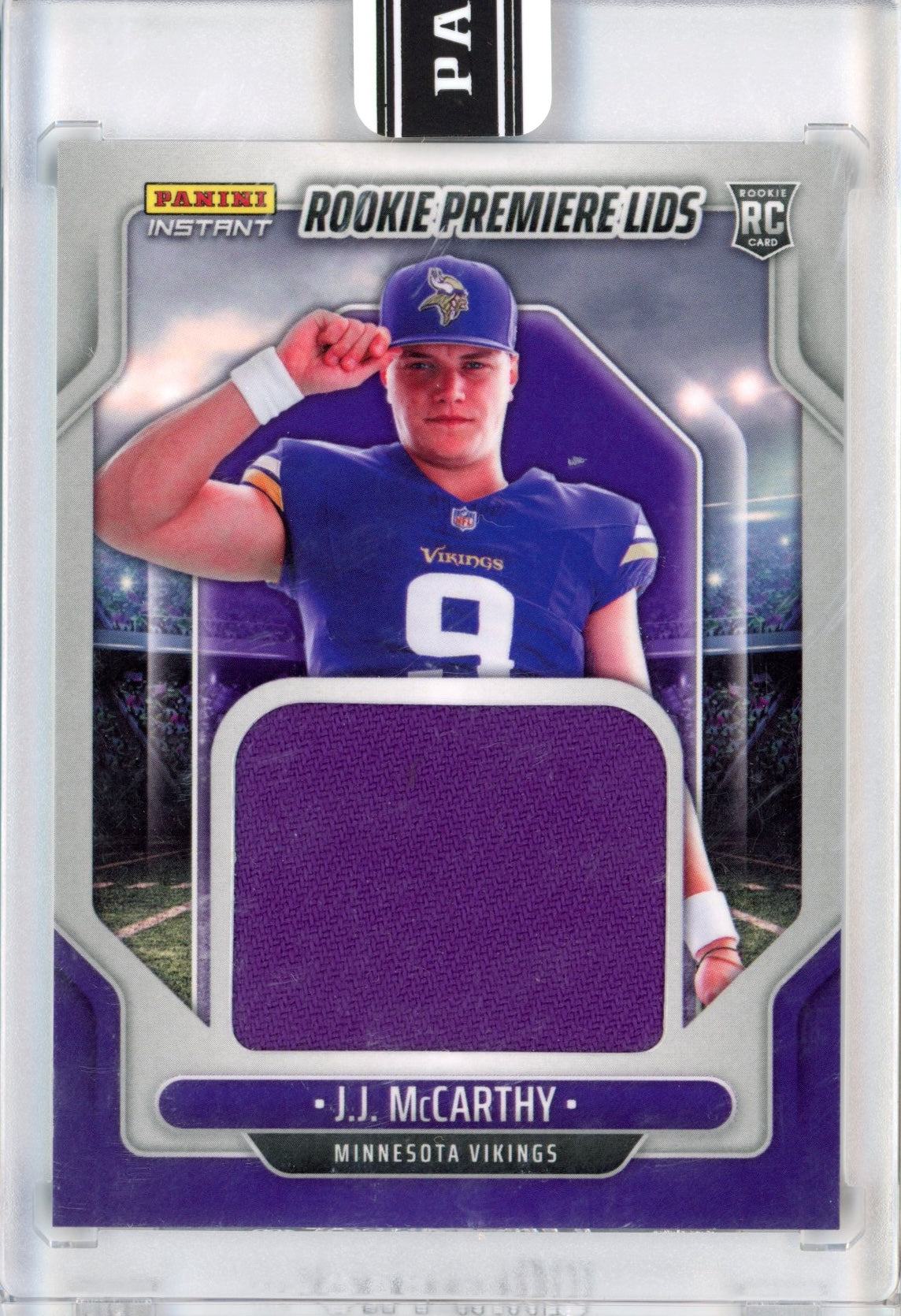 2024 Panini Instant JJ McCarthy #RPL-18 Rookie Premiere Lids /10 Rookie RC Football Card