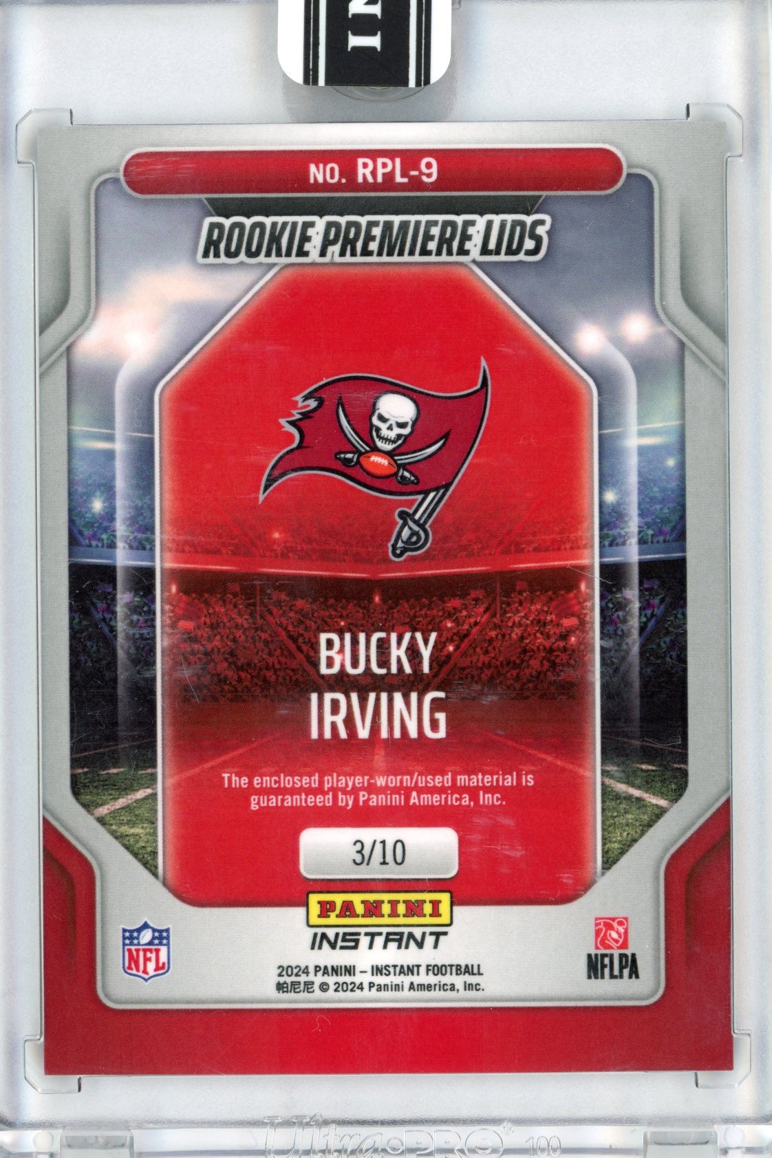 2024 Panini Instant Bucky Irving #RPL-9 Rookie Premiere Lids /10 Rookie RC Football Card