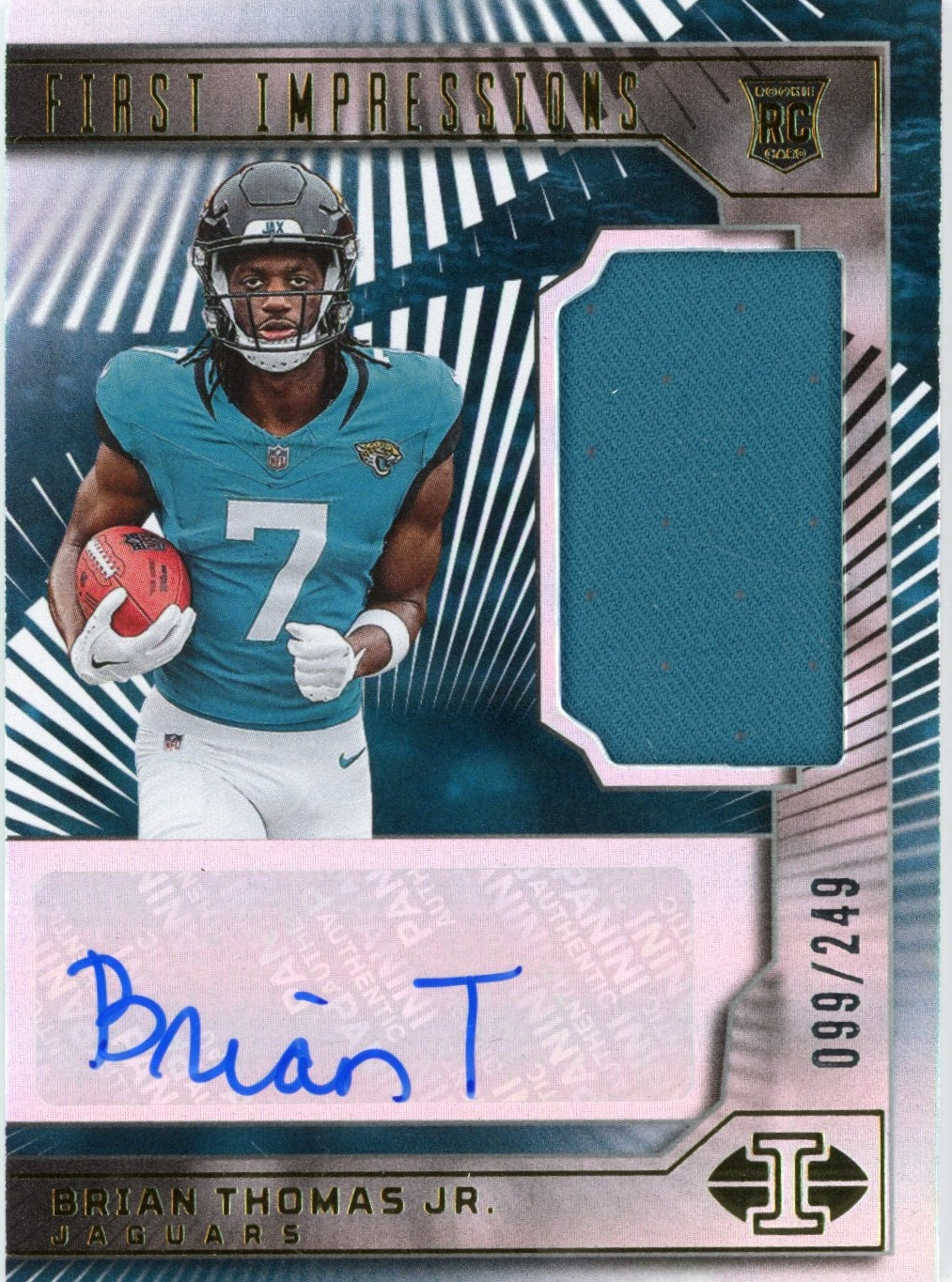 2024 Panini Illusions Brian Thomas Jr #108 First Impressions Auto /249 Rookie RC Football Card