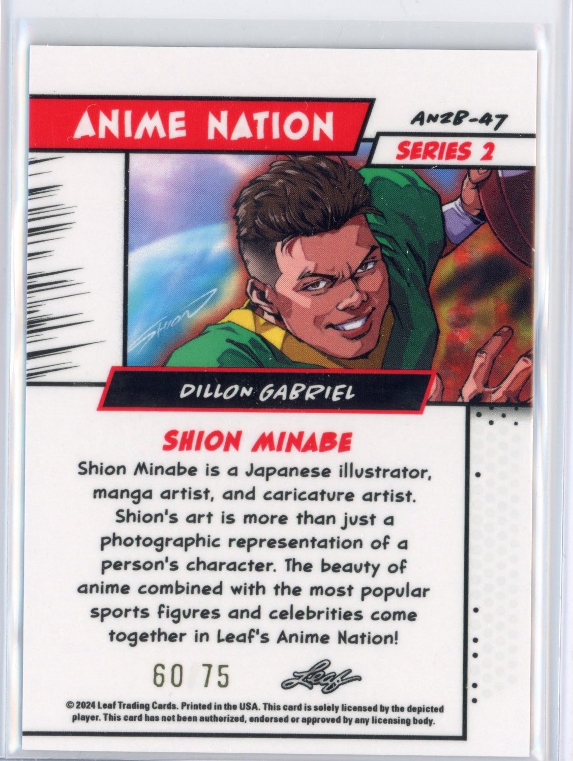 2025 Leaf Web Exclusives Anime Nation Dillon Gabriel #47 Blue /75 Rookie RC Football Card