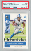 Graded 2021 Chronicles Amon-Ra St. Brown #33 Rookie RC Football Card PSA 10 Gem Mint