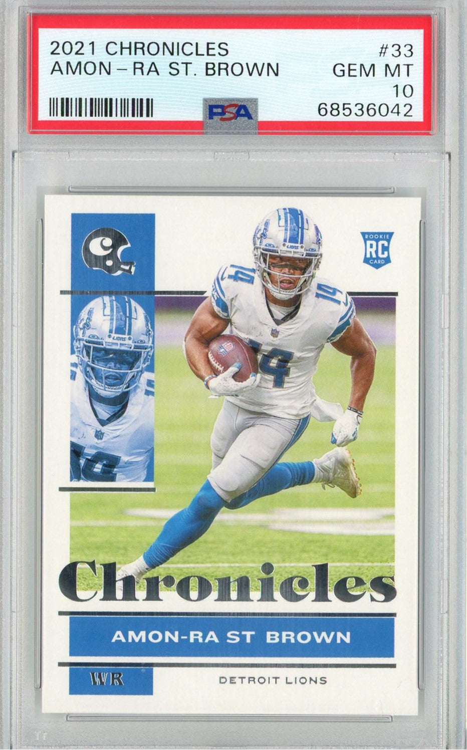 Graded 2021 Chronicles Amon-Ra St. Brown #33 Rookie RC Football Card PSA 10 Gem Mint