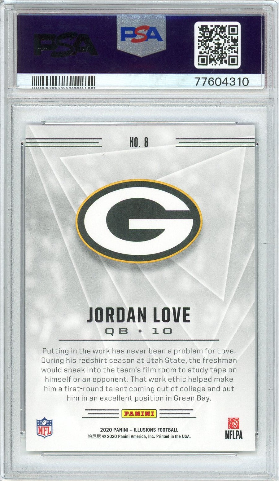 Graded 2020 Panini Illusions Jordan Love #8 Retail Rookie RC Football Card PSA 10 Gem Mint