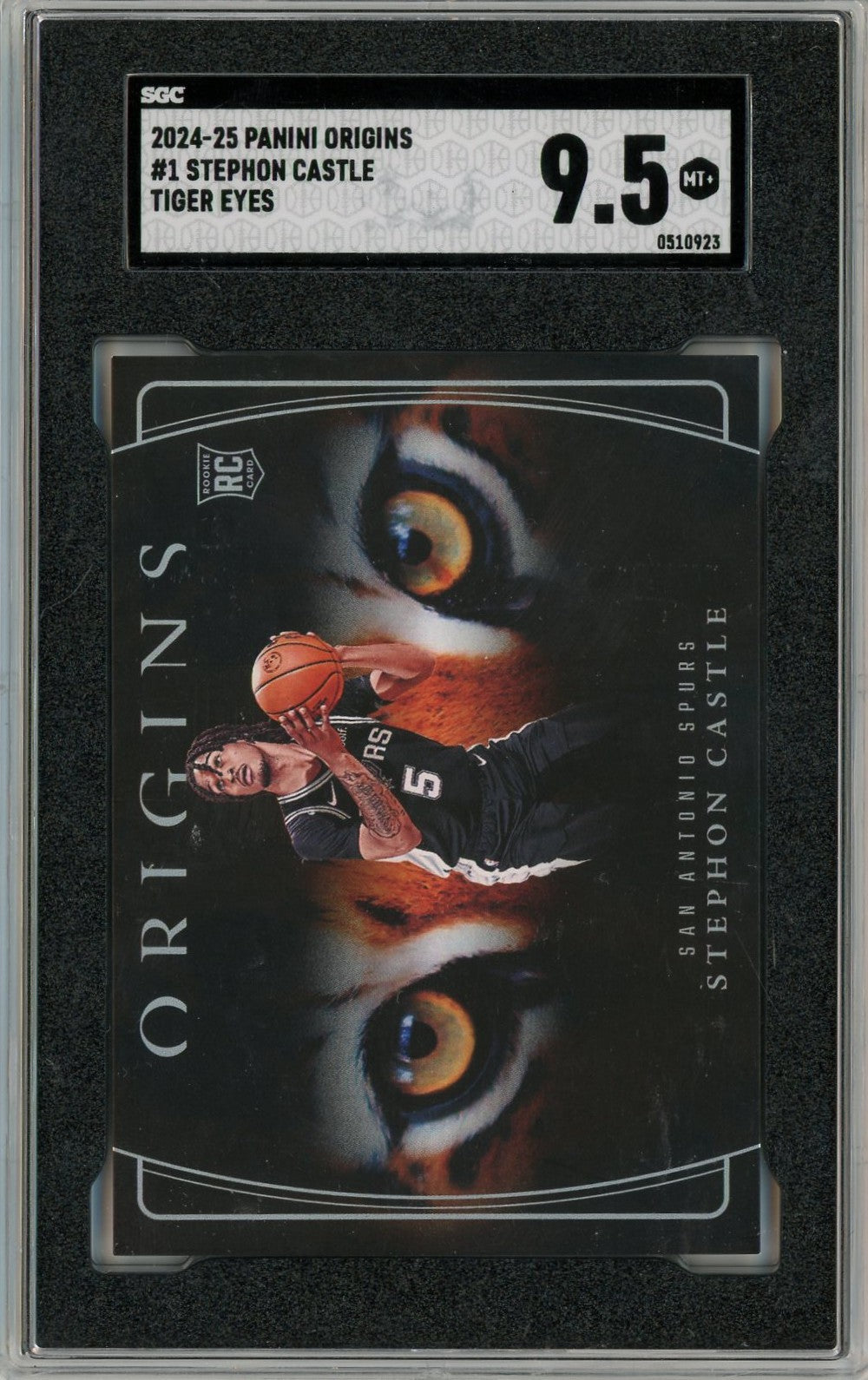 Graded 2024 Panini Origins Stephon Castle #1 Tiger Eyes Case Hit Rookie RC Basketball Card SGC 9.5 Mint+
