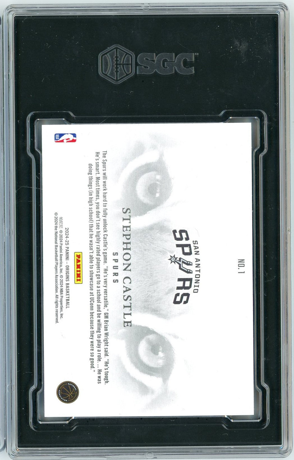 Graded 2024 Panini Origins Stephon Castle #1 Tiger Eyes Case Hit Rookie RC Basketball Card SGC 9.5 Mint+