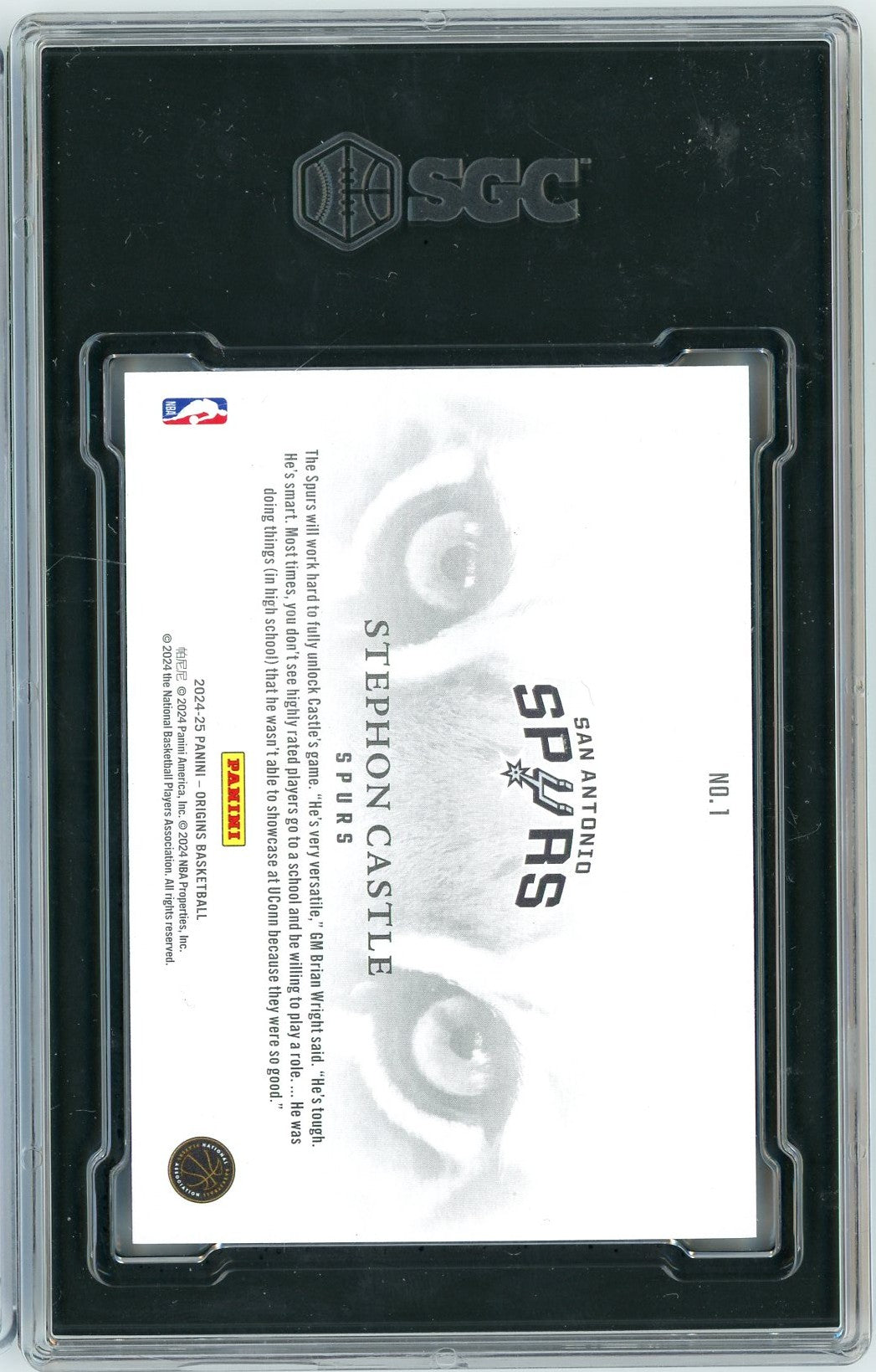 Graded 2024 Panini Origins Stephon Castle #1 Tiger Eyes Case Hit Rookie RC Basketball Card SGC 9.5 Mint+