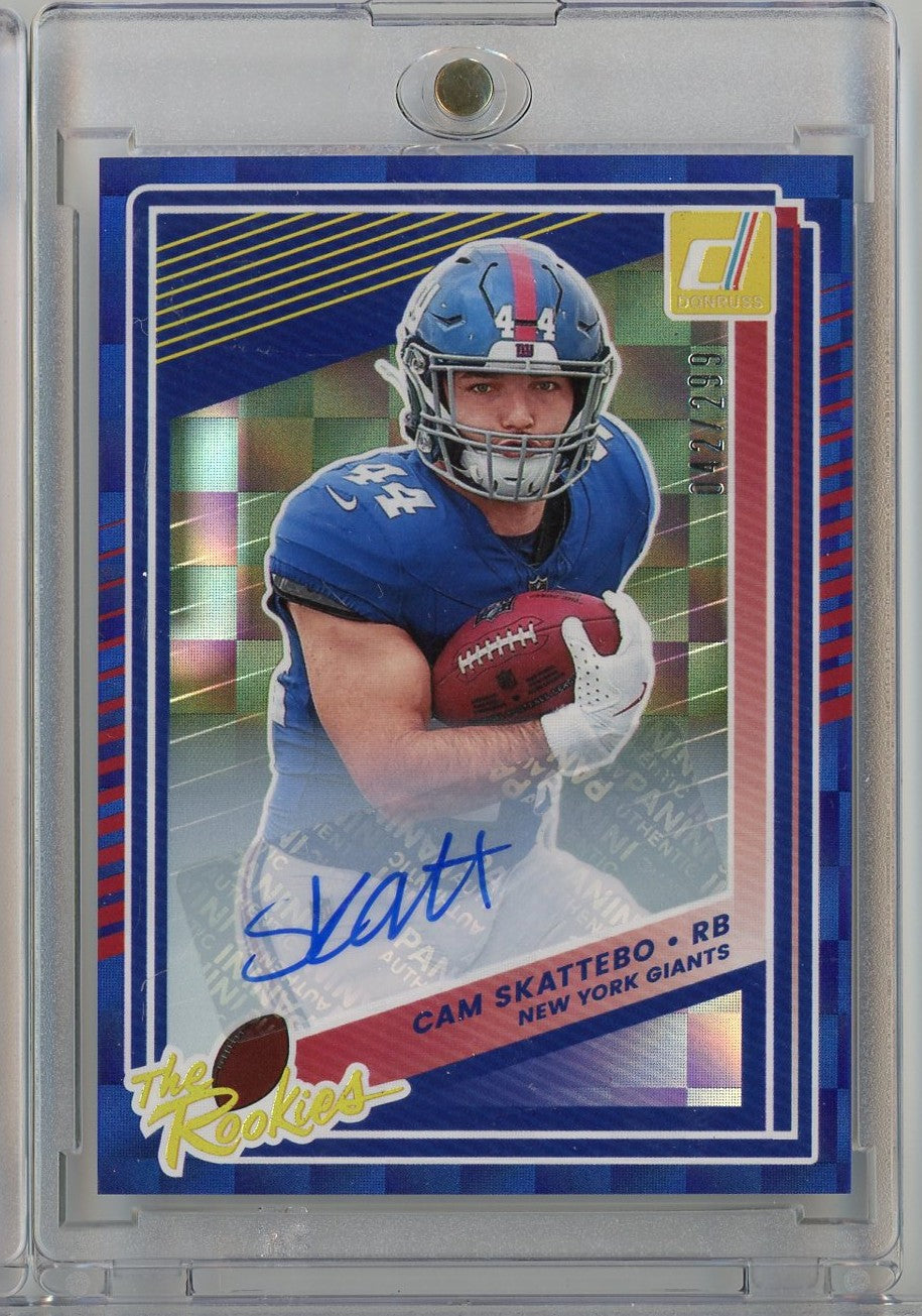 2025 Donruss The Rookies Cam Skattebo #19 /299 Auto Rookie RC Football Card