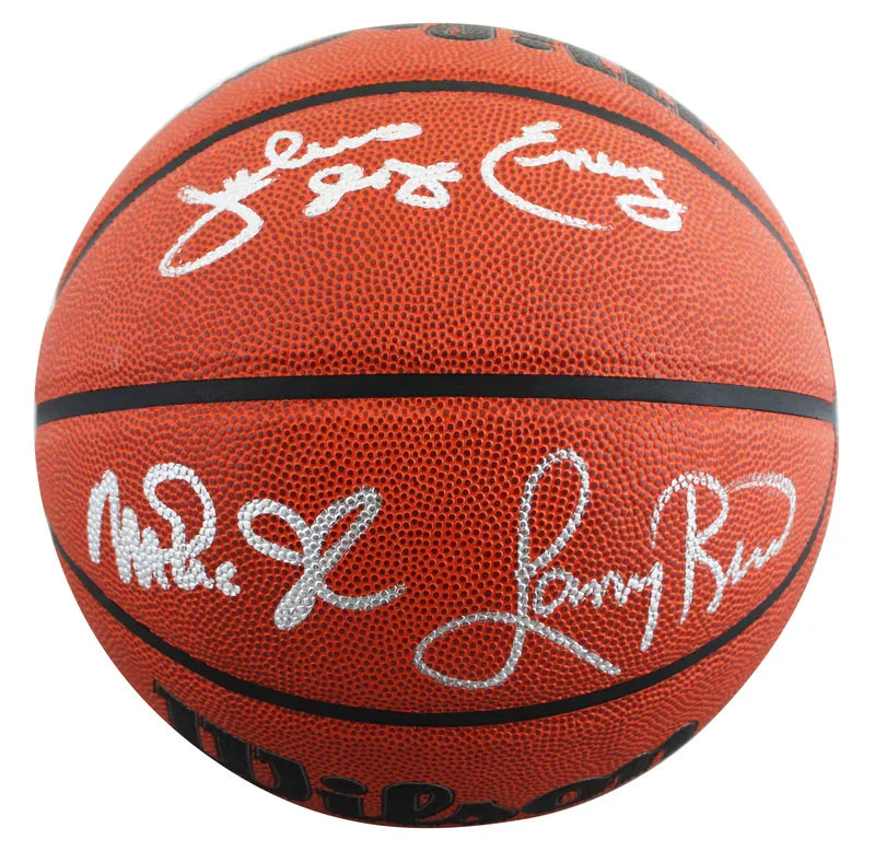 Magic Johnson, Larry Bird & Julius "Dr. J." Erving Signed Wilson Basketball BAS