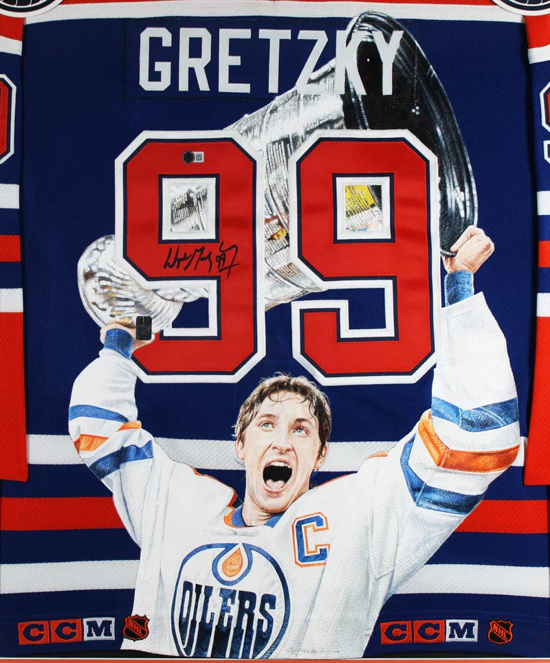 Wayne Gretzky Signed Hand Painted LE 1/1 William Zavala CCM Framed Jersey BAS
