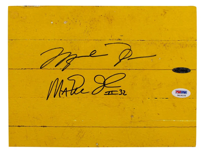 Michael Jordan & Magic Johnson Authentic Signed 8x10 Forum Floorboard PSA & UDA