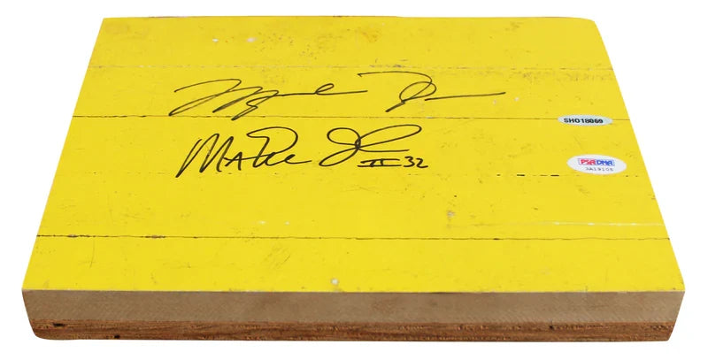 Michael Jordan & Magic Johnson Authentic Signed 8x10 Forum Floorboard PSA & UDA