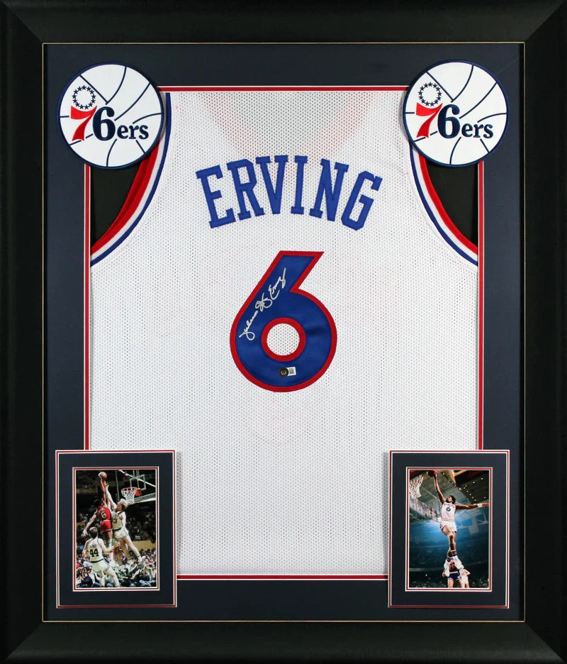 Julius "Dr. J" Erving Authentic Signed Blue Pro Style Framed Jersey BAS