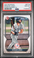Graded 2023 Topps Bowman Spencer Jones #BP139 Paper Prospects Rookie RC Baseball Card PSA 10 Gem Mint