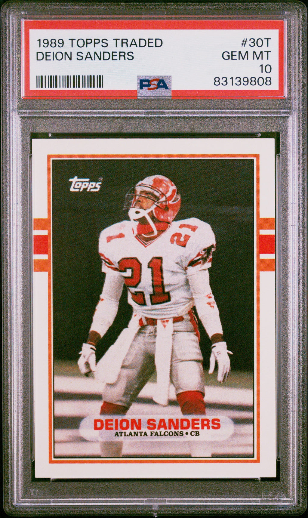 Graded 1989 Topps Traded Deion Sanders #30T Rookie RC Football Card PSA 10 Gem Mint