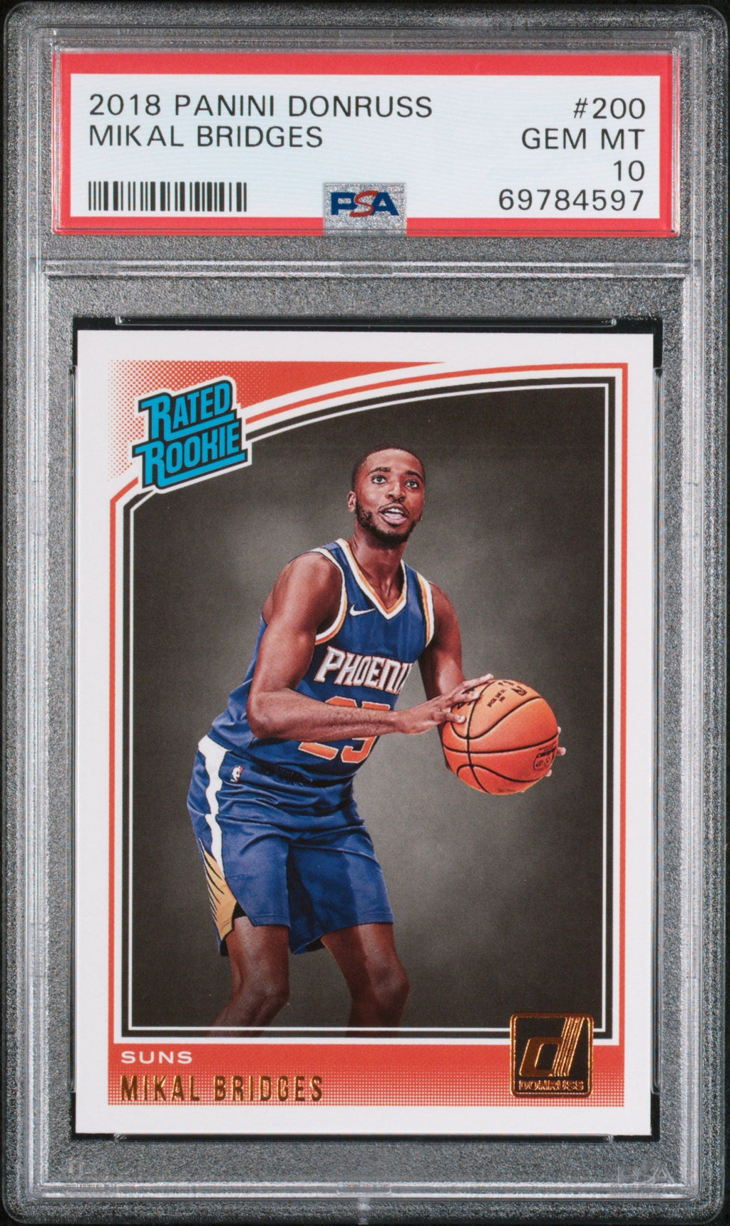 Graded 2018 Panini Donruss Mikal Bridges #200 Rookie RC Basketball Card PSA 10 Gem Mint