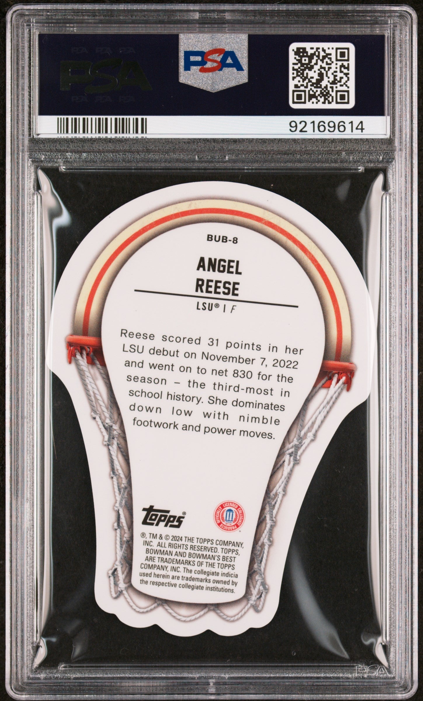 Graded 2023 Topps Bowman U Best Angel Reese #BUB8 Buckets Die Cut Rookie RC Basketball Card PSA 10 Gem Mint