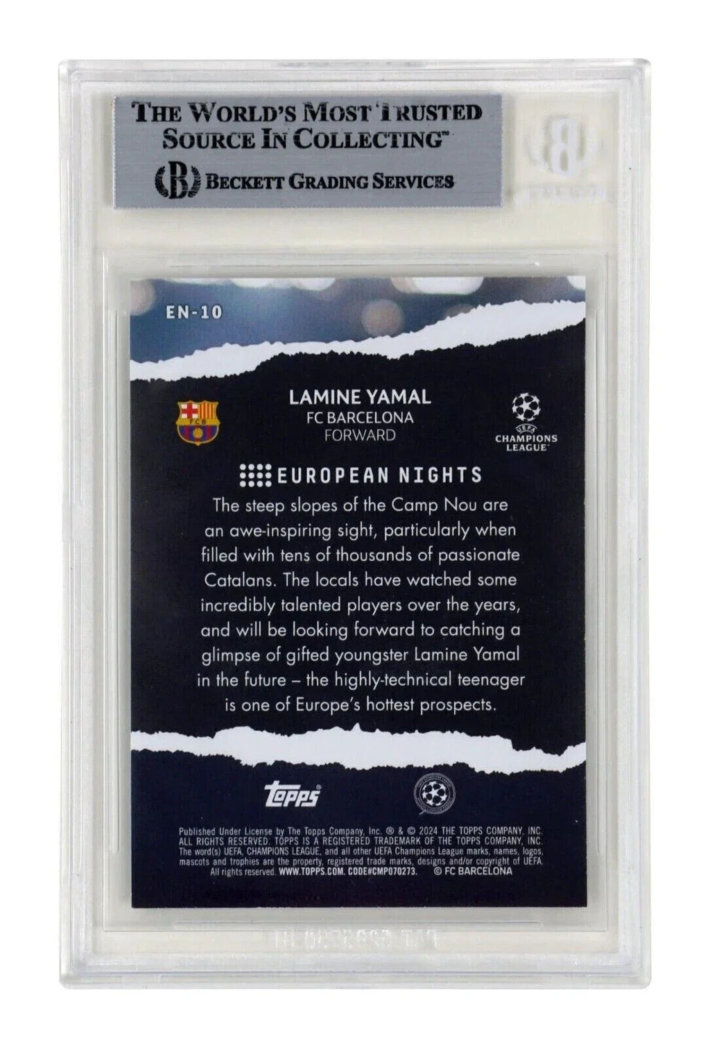 Lamine Yamal Signed 2023-24 Topps European Nights Rookie Card – BGS Authentic