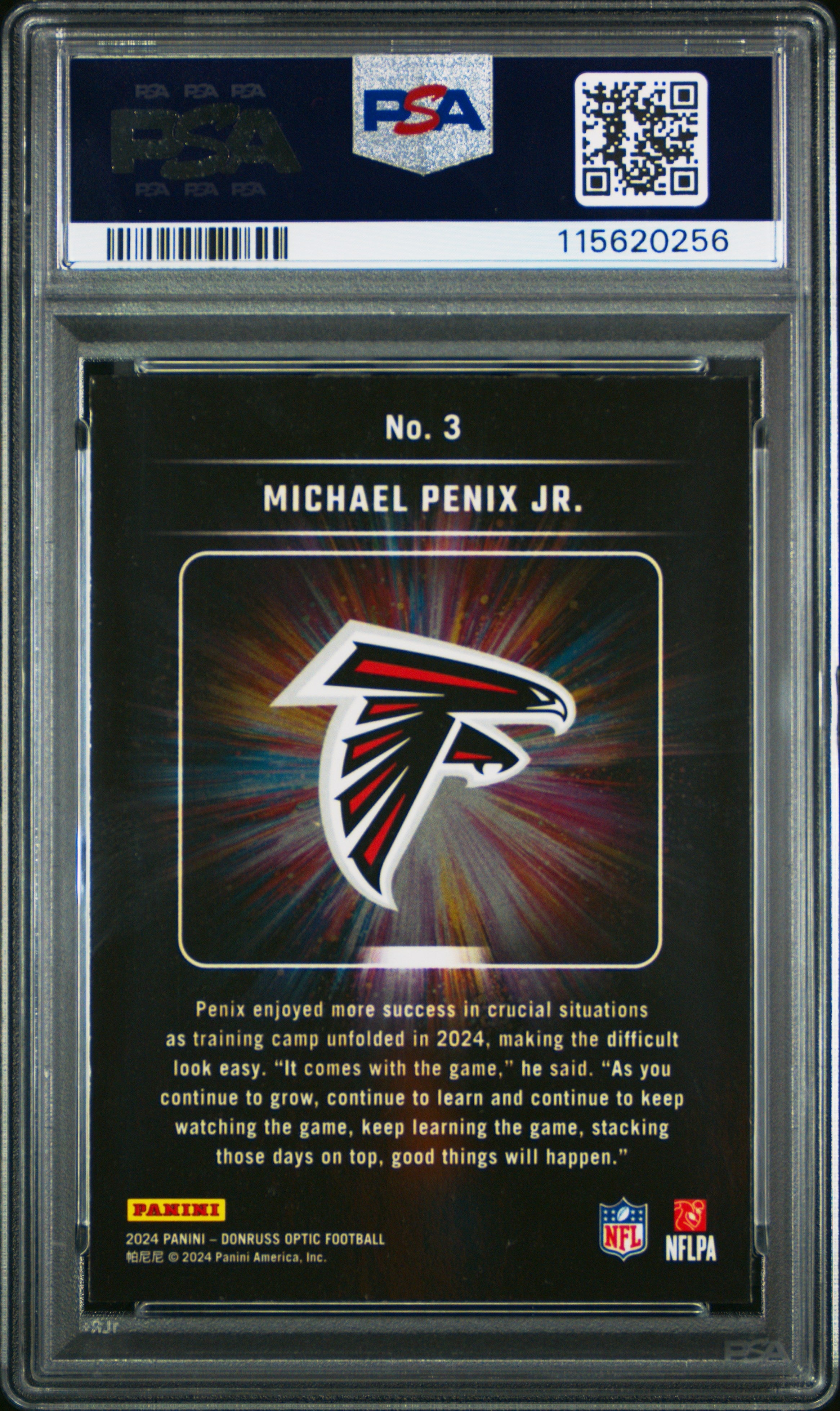 Graded 2024 Panini Donruss Optic Michael Penix Jr #3 Light It Up Rookie RC Football Card PSA 10 Gem Mint
