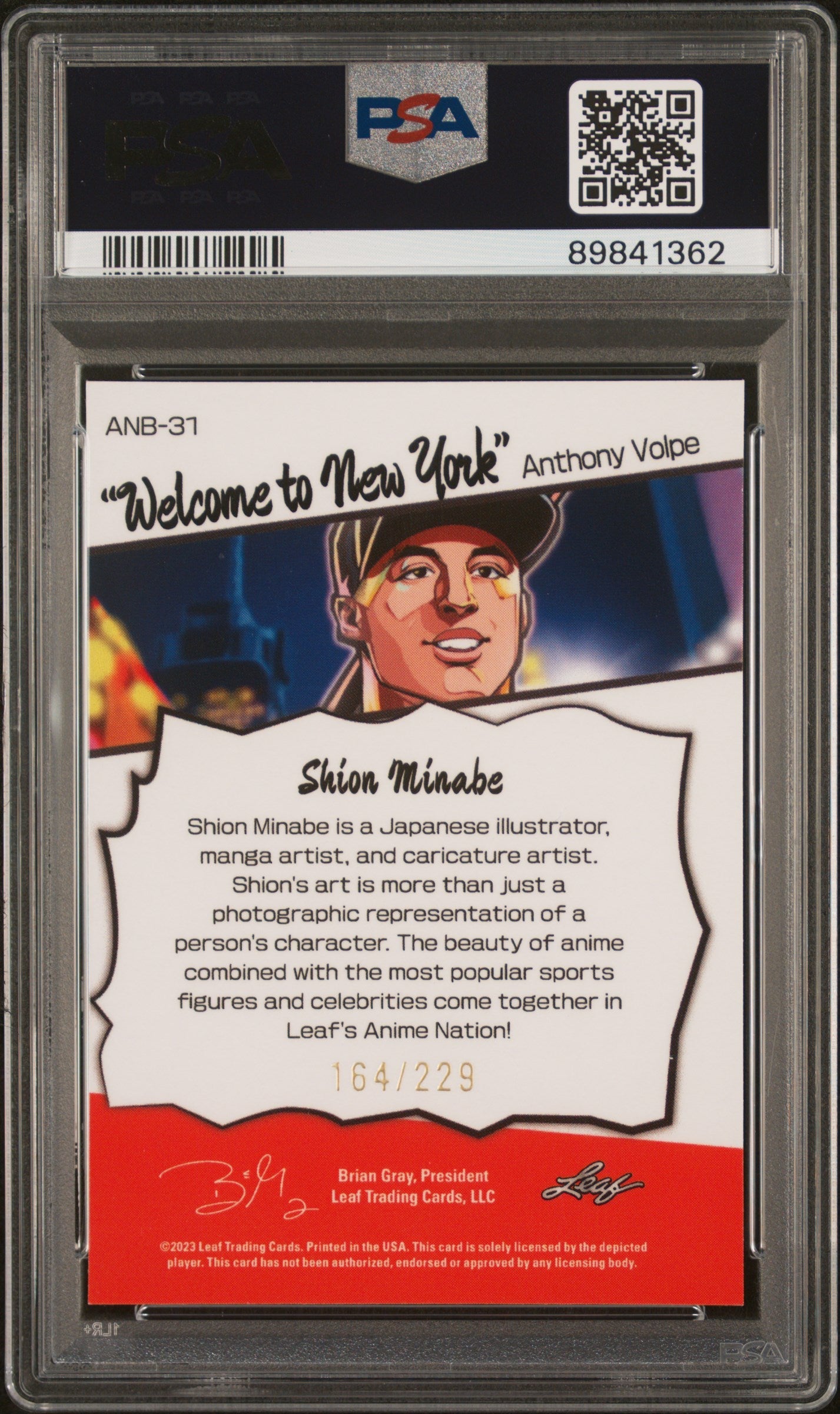 Graded 2023 Leaf Web Exclusives Anthony Volpe #31 Anime Nation /229 Rookie RC Baseball Card PSA 10 Gem Mint