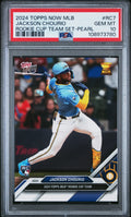 Graded 2024 Topps Now Jackson Chourio #RC7 Rookie Cup Team Set Pearl Rookie RC Baseball Card PSA 10 Gem Mint